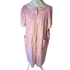 Morning News, SZ M, Vintage Snap Front‎ Housecoat Robe Short Sleeve 2 Pockets